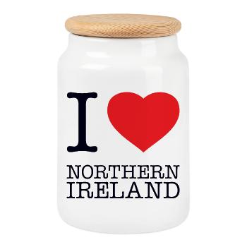 I LOVE NORTHERN IRELAND Nordirland - Keksdose mit Holzdeckel - Weiß - Vorne