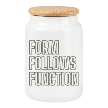 LA FORME SUIT LA FONCTION - Bauhaus Design Wagenfeld - Boîte à biscuits avec couvercle en bois - blanc - Devant