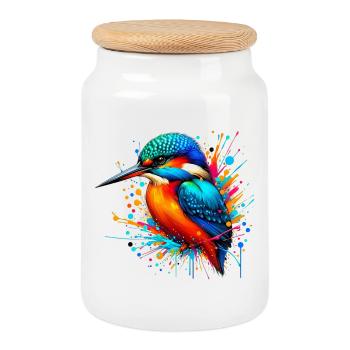 Martin-pêcheur - Boîte à biscuits avec couvercle en bois - blanc - Devant