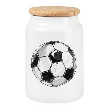 Football Graphique Rétro - Boîte à biscuits avec couvercle en bois - blanc - Devant