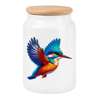 Martin-pêcheur - Boîte à biscuits avec couvercle en bois - blanc - Devant