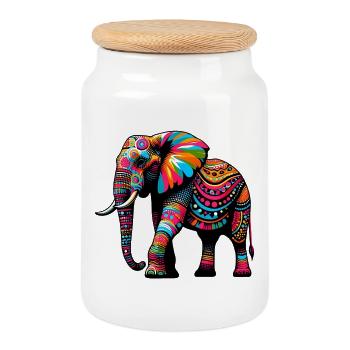 Elefant - Keksdose mit Holzdeckel - Weiß - Vorne