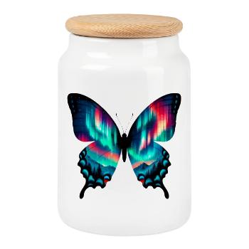 Papillon - Boîte à biscuits avec couvercle en bois - blanc - Devant