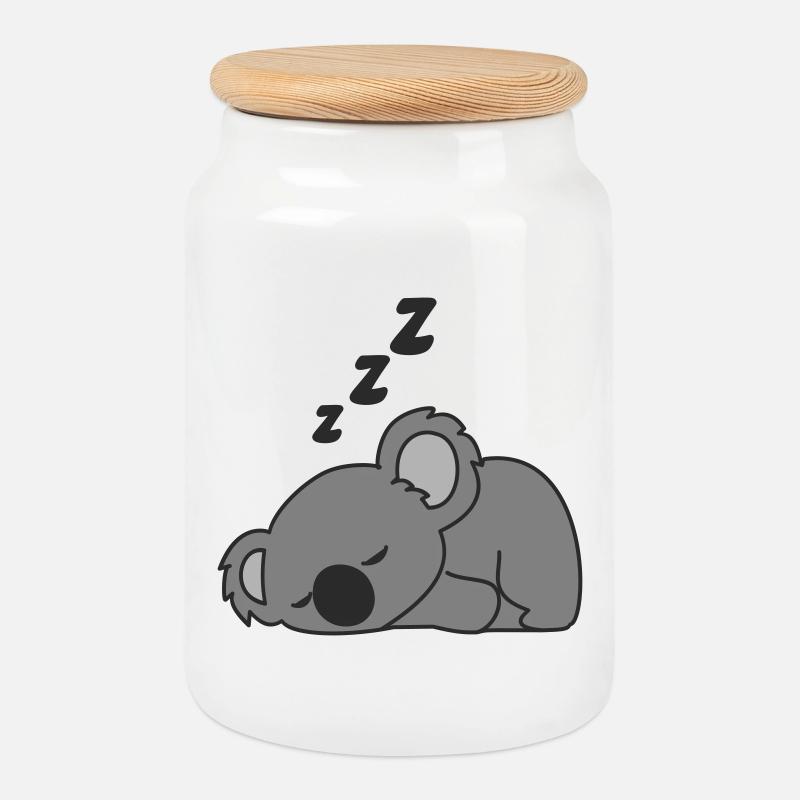 sleepy koala - Cookie Jar with Wooden Lid - white
