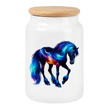 Cheval - Boîte à biscuits avec couvercle en bois - blanc - Devant