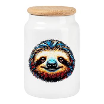 Sloth - Cookie Jar with Wooden Lid - white - Front