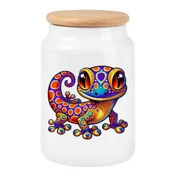 Gecko - Boîte à biscuits avec couvercle en bois - blanc - Devant