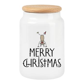 Funny Christmas - Cookie Jar with Wooden Lid - white - Front