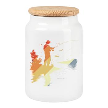 Style rétro Fischer - Boîte à biscuits avec couvercle en bois - blanc - Devant