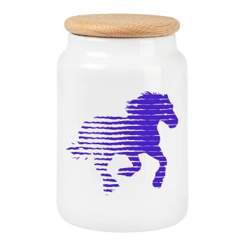 HORSE. HEN. ROOSTER. ANIMAL. BIRD. UNICORN. TALE - Cookie Jar with Wooden Lid - white - Front