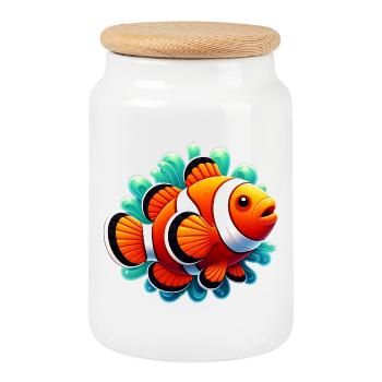 Clownfish - Cookie Jar with Wooden Lid - white - Front
