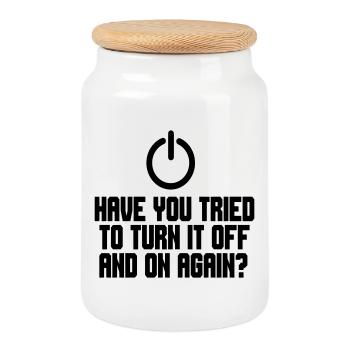 Have you tried turning the PC off and on? # - Cookie Jar with Wooden Lid - white - Front