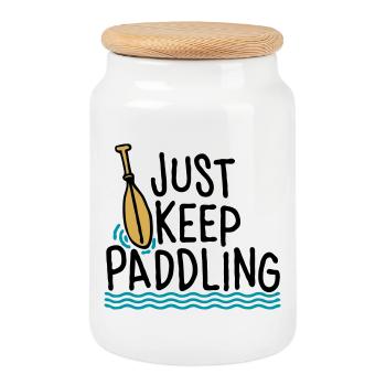 Just Keep Paddling - Keksdose mit Holzdeckel - Weiß - Vorne