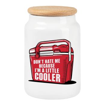 Cooler amusant Jeu de mots « Un peu plus cooler » - Boîte à biscuits avec couvercle en bois - blanc - Devant