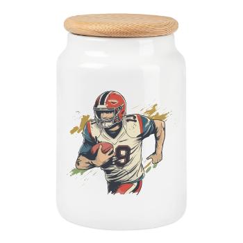 Footballeur - Boîte à biscuits avec couvercle en bois - blanc - Devant
