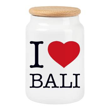 I LOVE BALI - Keksdose mit Holzdeckel - Weiß - Vorne
