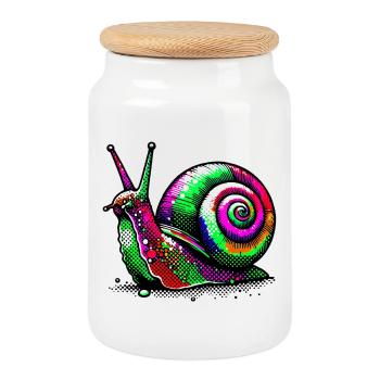 Snail - Cookie Jar with Wooden Lid - white - Front