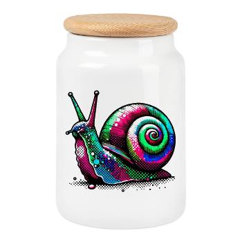Snail - Cookie Jar with Wooden Lid - white - Front