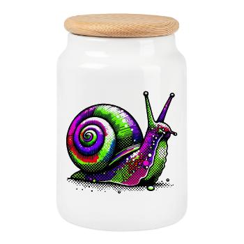 Schnecke - Keksdose mit Holzdeckel - Weiß - Vorne