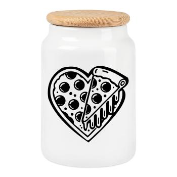 Pizza Love | Love? I prefer pizza! - Cookie Jar with Wooden Lid - white - Front