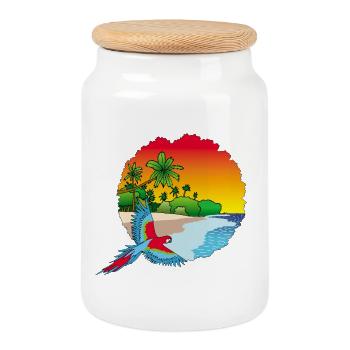 Return to Paradise - Cookie Jar with Wooden Lid - white - Front