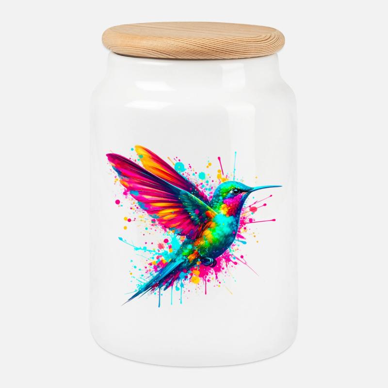 Kolibri - Keksdose mit Holzdeckel - Weiß