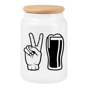 Bier bestellen - Keksdose mit Holzdeckel - Weiß - Vorne