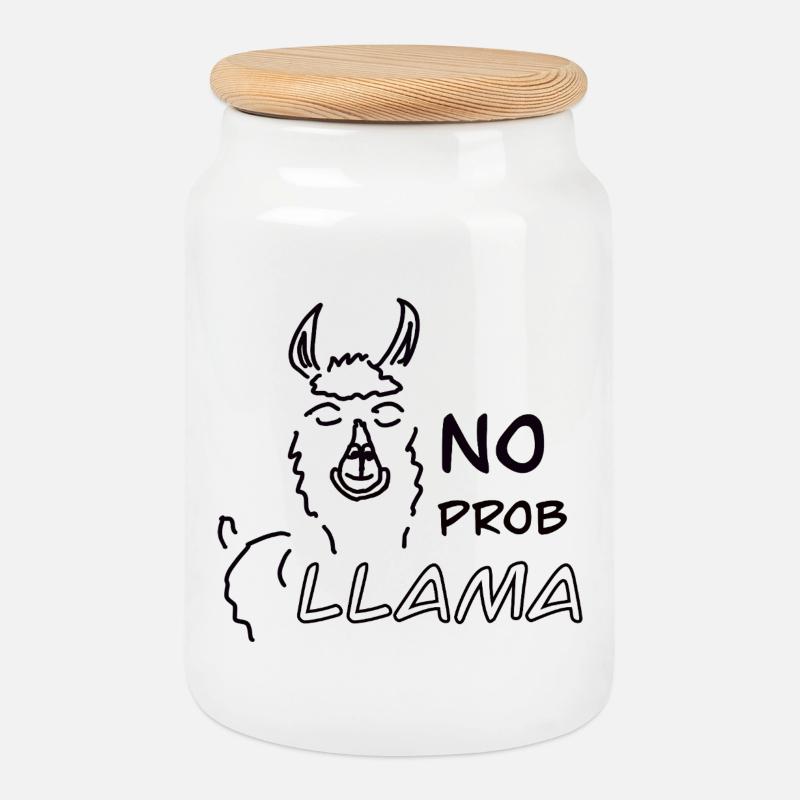 No Prob LLAMA - Keksdose mit Holzdeckel - Weiß