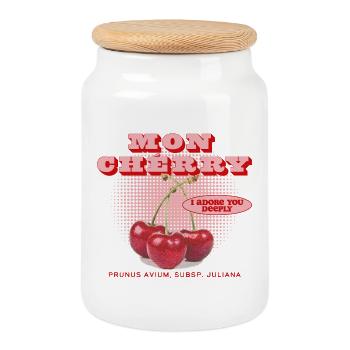 Mon Cherry Love - Keksdose mit Holzdeckel - Weiß - Vorne