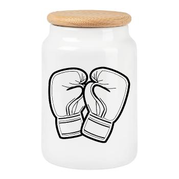 Boxhandschuhe Line Art - Keksdose mit Holzdeckel - Weiß - Vorne