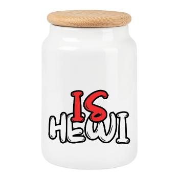 Dit is Hewi – Berlin Humour Dicton Design - Boîte à biscuits avec couvercle en bois - blanc - Devant