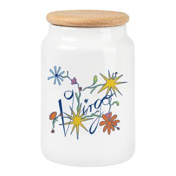 Virgo – Playful Zodiac Illustration - Cookie Jar with Wooden Lid - white - Front