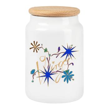 Vierge – Signes du zodiaque mystiques et fleurs - Boîte à biscuits avec couvercle en bois - blanc - Devant