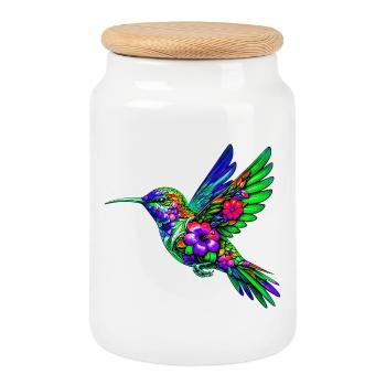 Kolibri - Keksdose mit Holzdeckel - Weiß - Vorne