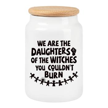 we are the daughters of witches you couldn't burn - Cookie Jar with Wooden Lid - white - Front