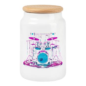 Graphiques de batterie - Boîte à biscuits avec couvercle en bois - blanc - Devant