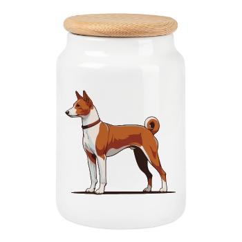 Basenji - Keksdose mit Holzdeckel - Weiß - Vorne