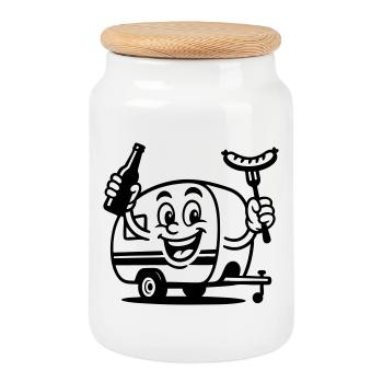 Its Camping Time - Keksdose mit Holzdeckel - Weiß - Vorne