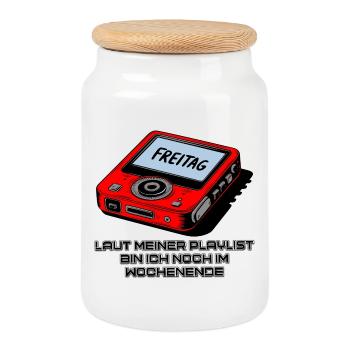 Playlist Wochenende - Keksdose mit Holzdeckel - Weiß - Vorne