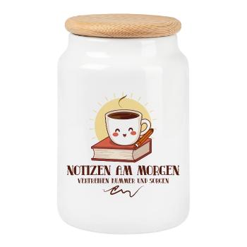 Notizen am Morgen - Keksdose mit Holzdeckel - Weiß - Vorne