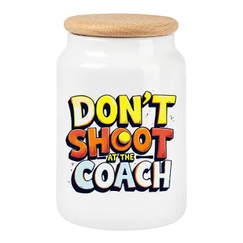 Don't shoot at the coach - Cookie Jar with Wooden Lid - white - Front