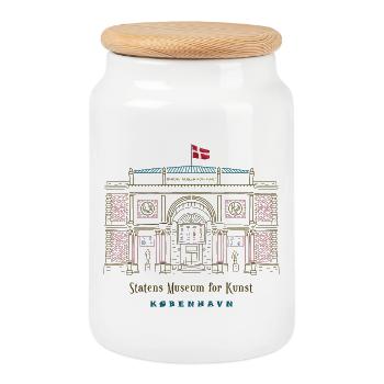 Copenhagen, SMK Art Museum, Drawing Denmark - Cookie Jar with Wooden Lid - white - Front