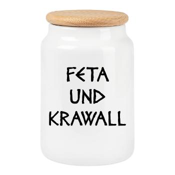 FETA UND KRAWALL - Keksdose mit Holzdeckel - Weiß - Vorne