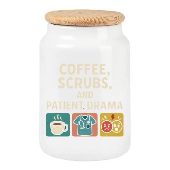 Coffee Scrubs Patient Drama – Pflegehumor - Keksdose mit Holzdeckel - Weiß - Vorne