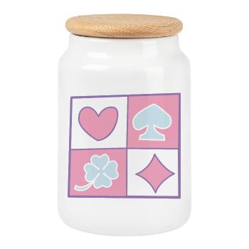 Checkerboard by helfspawn - Cookie Jar with Wooden Lid - white - Front
