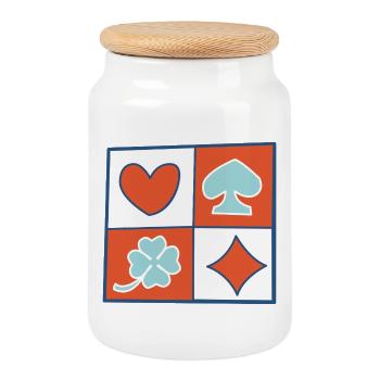Checkerboard 2 by helfspawn - Cookie Jar with Wooden Lid - white - Front