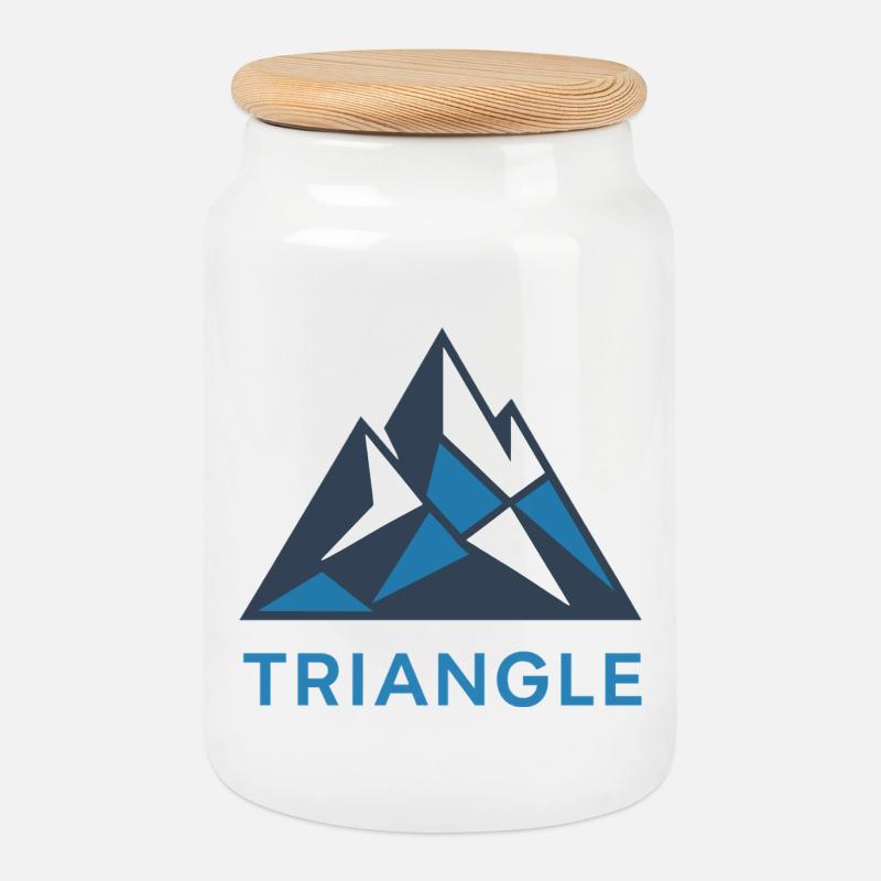 Motif géométrique de montagne avec des triangles - Boîte à biscuits avec couvercle en bois - blanc
