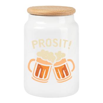 Prosit Beer Fest - Verres à bière Bande dessinée et dessin animé - Boîte à biscuits avec couvercle en bois - blanc - Devant
