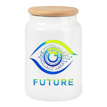 Futuristischer Kreis Technologie Design - Keksdose mit Holzdeckel - Weiß - Vorne