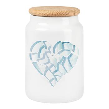 Broken Heart of – Broken Heart Form - Cookie Jar with Wooden Lid - white - Front